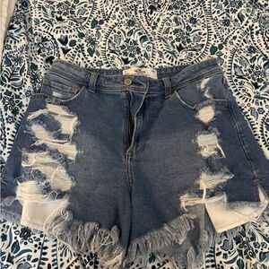 Hollister Blue Ripped Jean Shorts